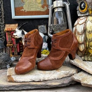 COCLICO Leather Lace Up Booties.